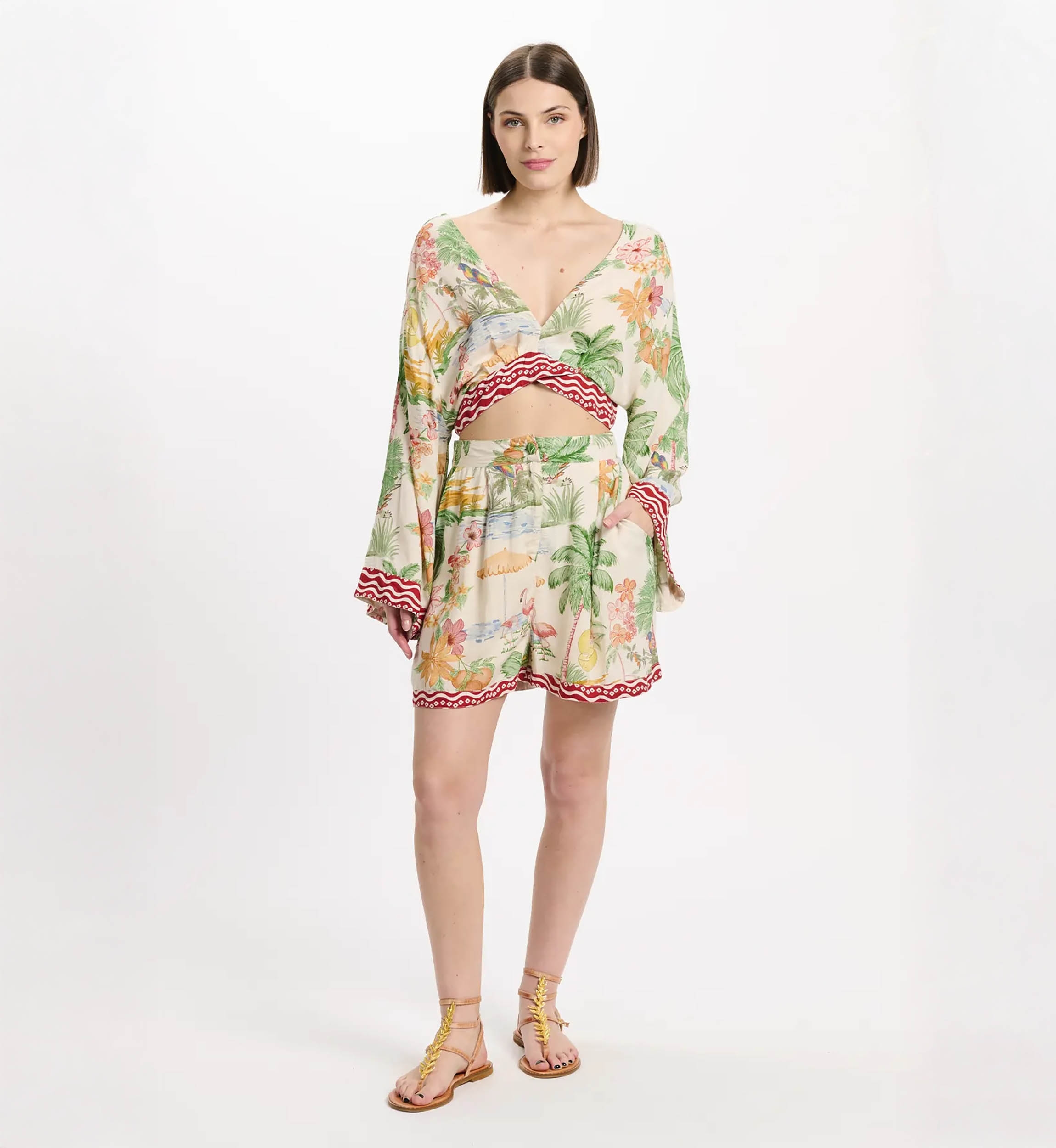 Completo Stacy – Completo con shorts e crop top, in rayon stampato, 100 % rayon – Miss June Paris - 2