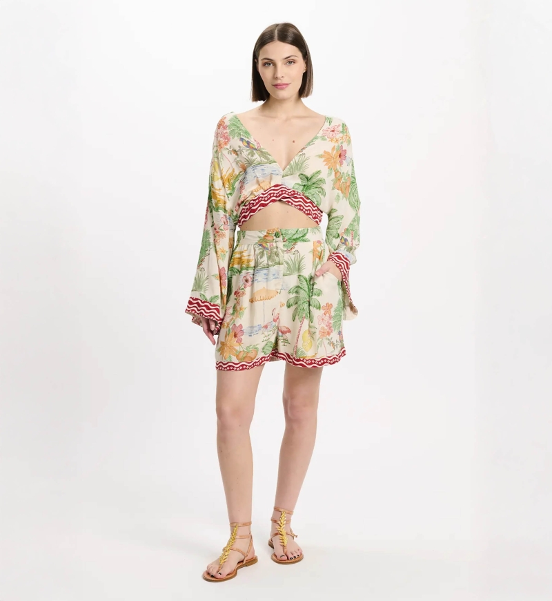 Ensemble Stacy – Ensemble short et crop top, en rayonne imprimée, 100 % rayonne – Miss June Paris - 2