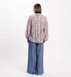 Bluse Azalee – Langärmlige Bluse, aus bedruckter Baumwolle mit Schnürung, 100 % Baumwolle – Miss June Paris - 4