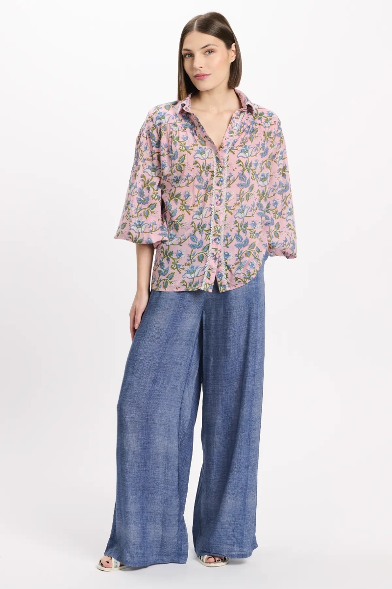 Camicia Azalee – Camicia a maniche lunghe, in cotone stampato con lacci, 100 % cotone – Miss June Paris - 2
