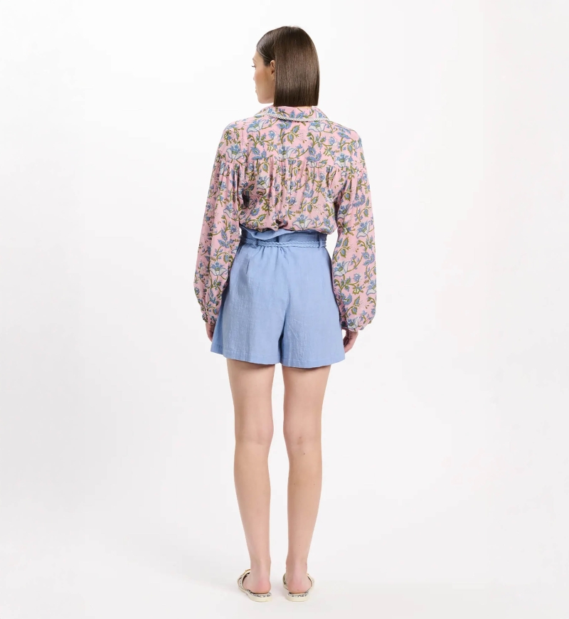 Calções Luciana – Calções com bolsos e cinto, 100 % algodão – Miss June Paris - 4