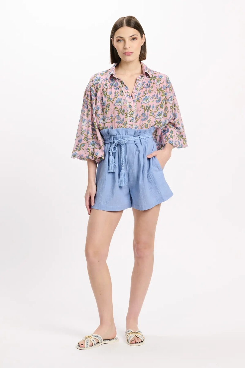 Short Luciana – Short avec poches et ceinture, 100 % coton – Miss June Paris - 2