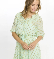 Robe Betina – Robe longue à manches 3/4 avec doublure, en rayonne avec lurex, 100 % rayonne – Miss June Paris - 7