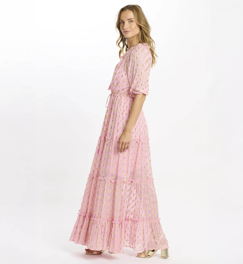 Abito Betina – Abito lungo con maniche 3/4 e fodera, in rayon con lurex, 100 % rayon – Miss June Paris - 6