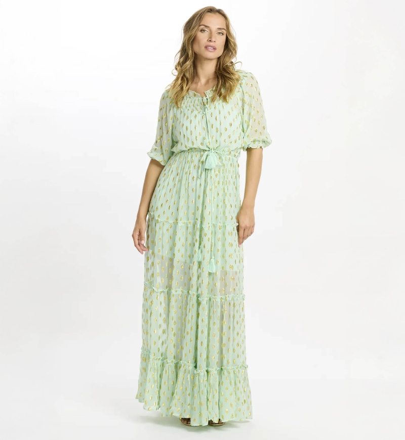 Dress Betina Long Dress With 3/4 Sleeves with inner, 100% rayon lurex -  Miss June Paris - 4