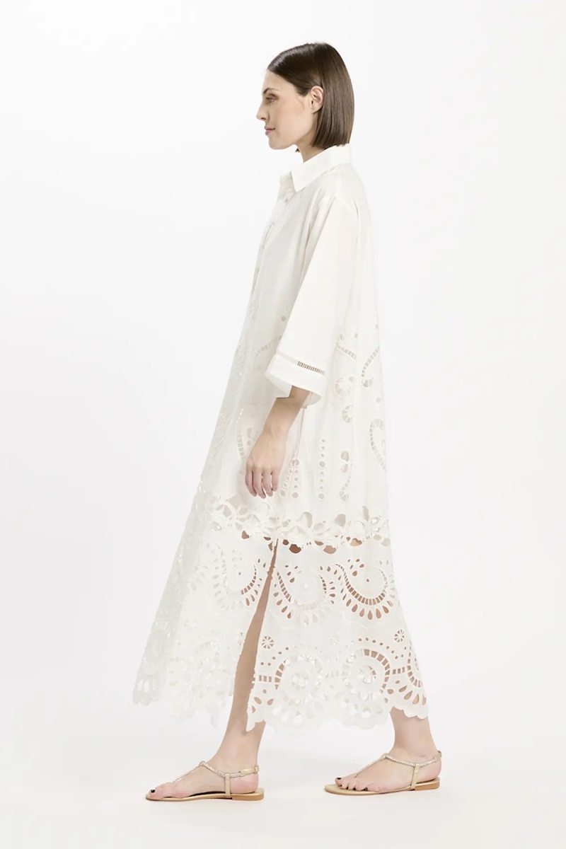 Robe Adria – Robe longue à manches longues avec doublure, en coton avec broderies et lacets, 100 % coton – Miss June Paris - 8