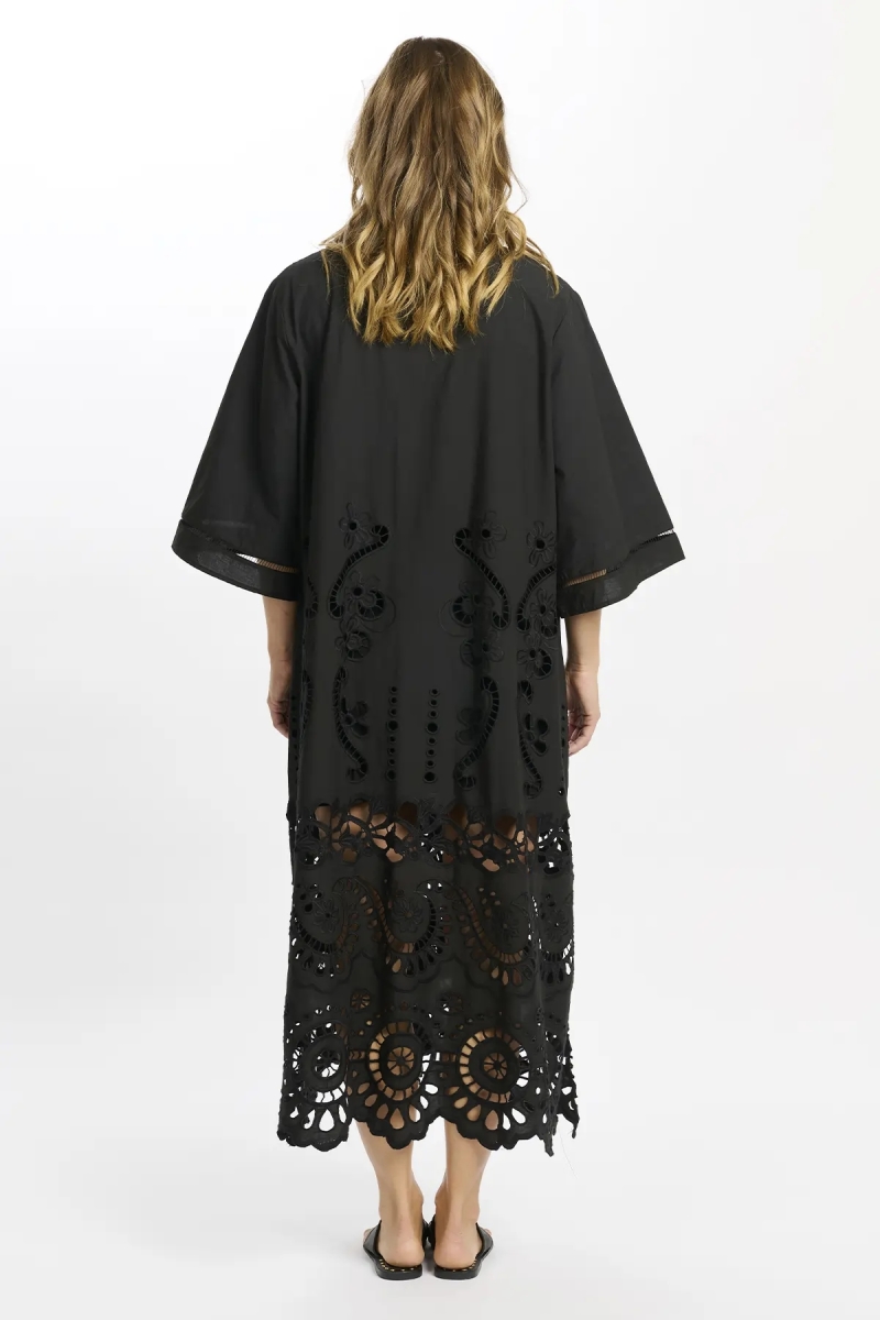 Robe Adria – Robe longue à manches longues avec doublure, en coton avec broderies et lacets, 100 % coton – Miss June Paris - 10
