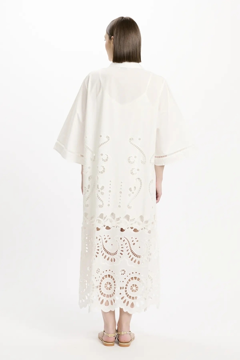 Robe Adria – Robe longue à manches longues avec doublure, en coton avec broderies et lacets, 100 % coton – Miss June Paris - 11