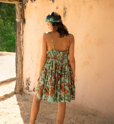 Vestido Corto Duo, Floral, Algodón, Miss June Paris, 2