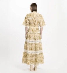 Vestido Aliza – Vestido longo com mangas curtas e cinto, em algodão com laços, 100 % algodão – Miss June Paris - 5