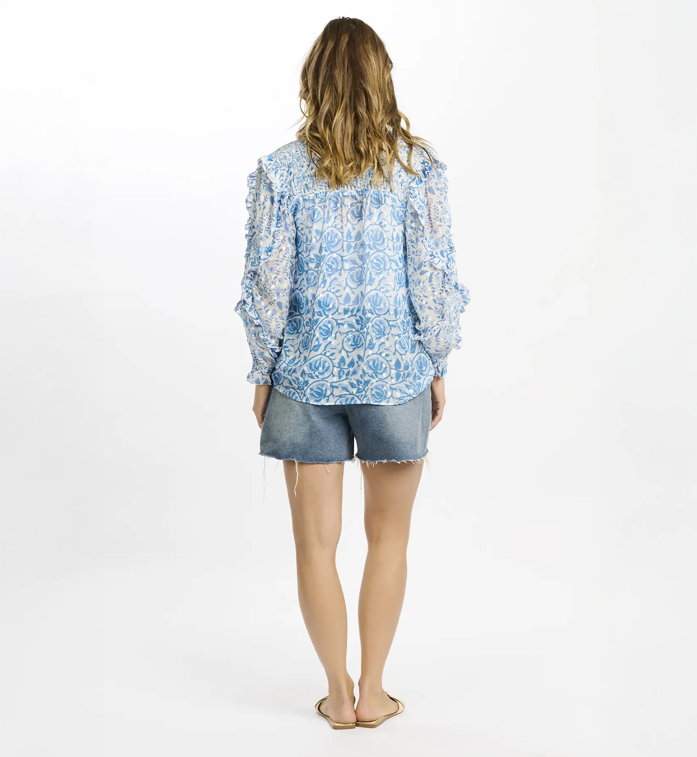 Blouse Cosmo – Blouse à manches longues avec doublure, en rayonne avec lurex et pompons, 100 % rayonne – Miss June Paris - 4