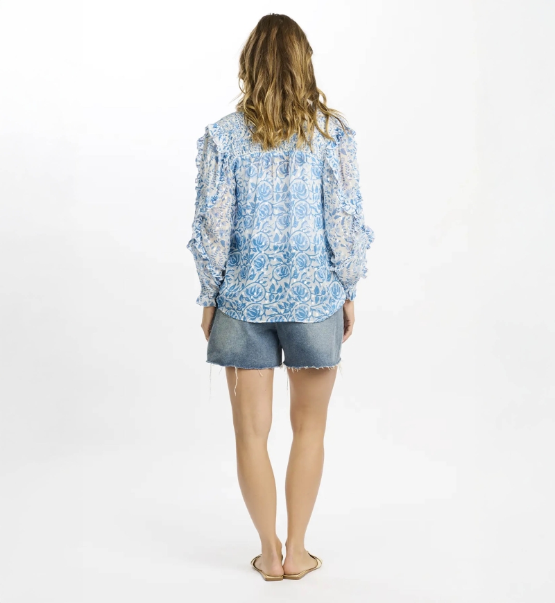 Bluse Cosmo – Langärmlige Bluse mit Innenfutter, aus Rayon mit Lurex und Quasten, 100 % Viskose – Miss June Paris - 4