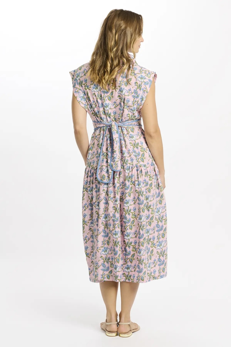 Abito Bruna – Abito di media lunghezza con maniche corte, in cotone slub stampato, 100 % cotone – Miss June Paris - 4