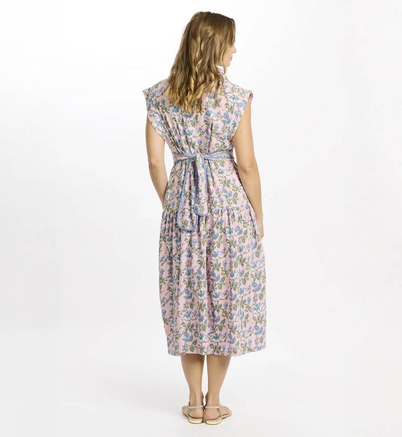 Abito Bruna – Abito di media lunghezza con maniche corte, in cotone slub stampato, 100 % cotone – Miss June Paris - 4