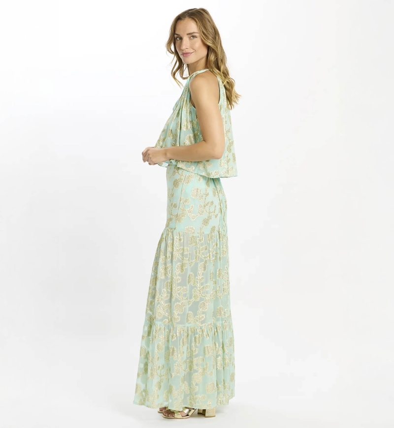 Ensemble Sabina – Ensemble jupe longue et top avec doublure, en rayonne avec lurex, 100 % rayonne – Miss June Paris - 6