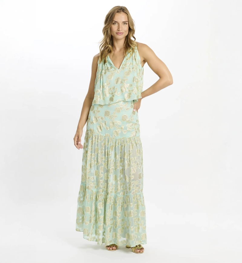 Ensemble Sabina – Ensemble jupe longue et top avec doublure, en rayonne avec lurex, 100 % rayonne – Miss June Paris - 4