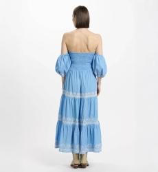 Kleid Oxane – Langes Kleid mit kurzen Ärmeln, 100 % Baumwolle mit Stickereien – Miss June Paris - 6