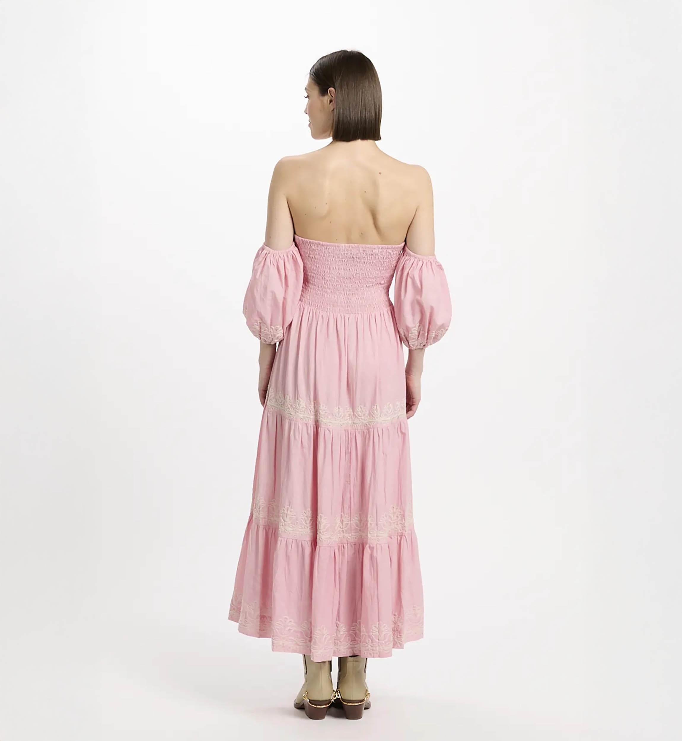Oxane Light Abito Lungo Oxane Off-Shoulder in Cotone Ricamato | Abiti lunghi — Mis