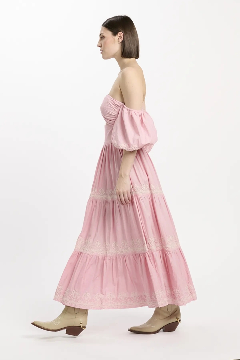 Kleid Oxane – Langes Kleid mit kurzen Ärmeln, 100 % Baumwolle mit Stickereien – Miss June Paris - 11