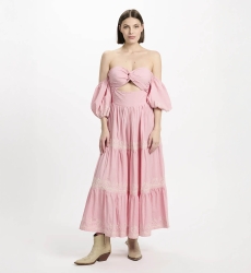 Vestido Oxane – Vestido largo de manga corta, 100 % algodón con bordados – Miss June Paris - 8