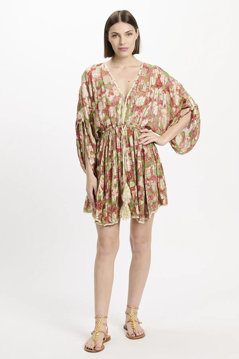 Dress Opal Short Dress with adjustable Sleeves and matching inner, 100% modal with lurex - Miss June Paris - 2