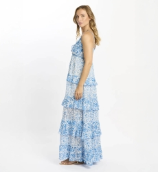 Vestido Bertille – Vestido longo com alças finas e forro, em rayon com lurex e lantejoulas, 100 % rayon – Miss June Paris - 6