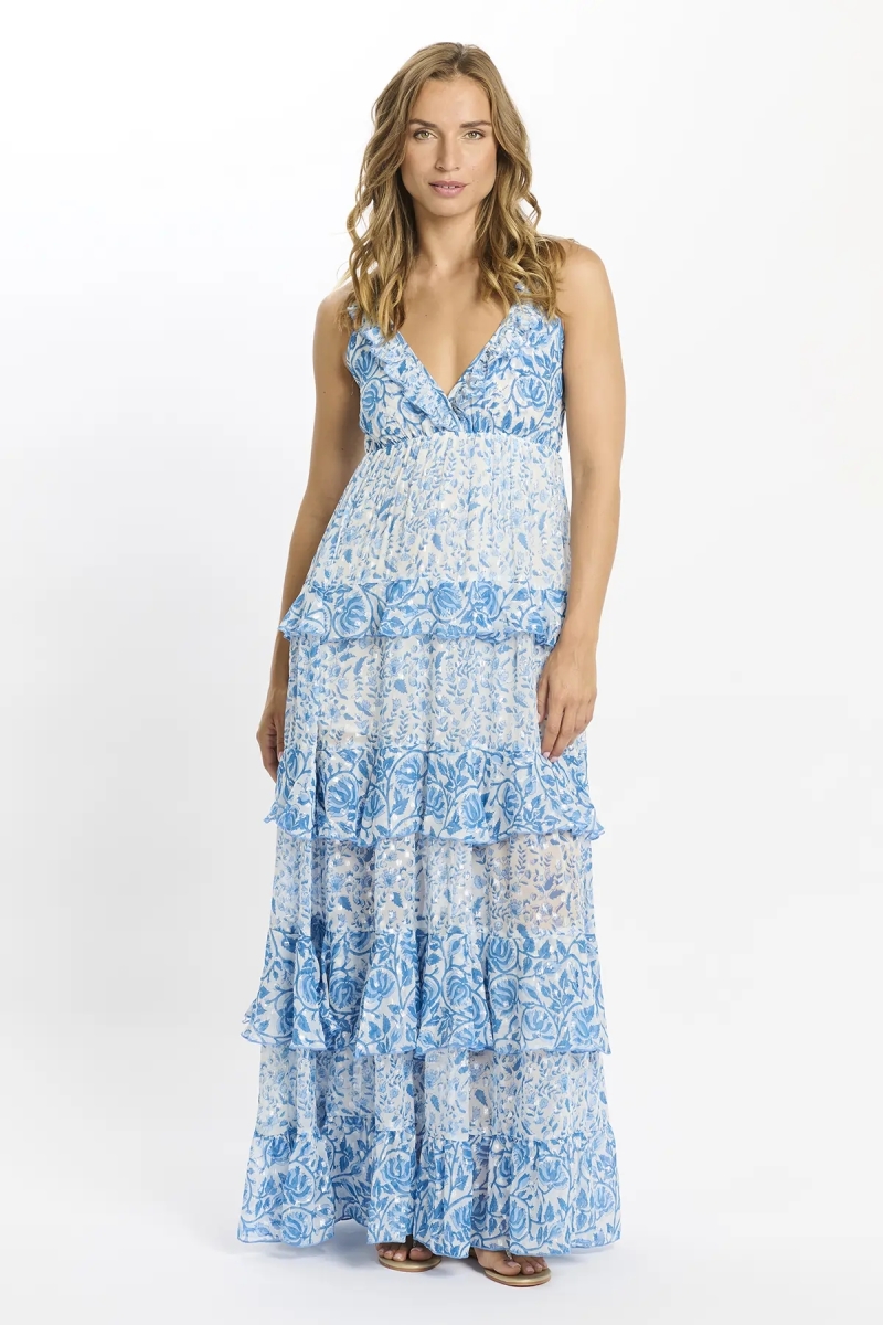 Vestido Bertille – Vestido longo com alças finas e forro, em rayon com lurex e lantejoulas, 100 % rayon – Miss June Paris - 2