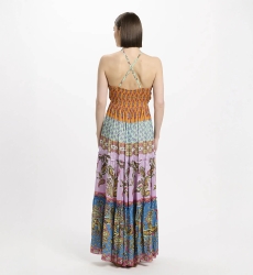 Robe Bahya – Robe longue à fines bretelles, en modal imprimé, 100 % modal – Miss June Paris - 2