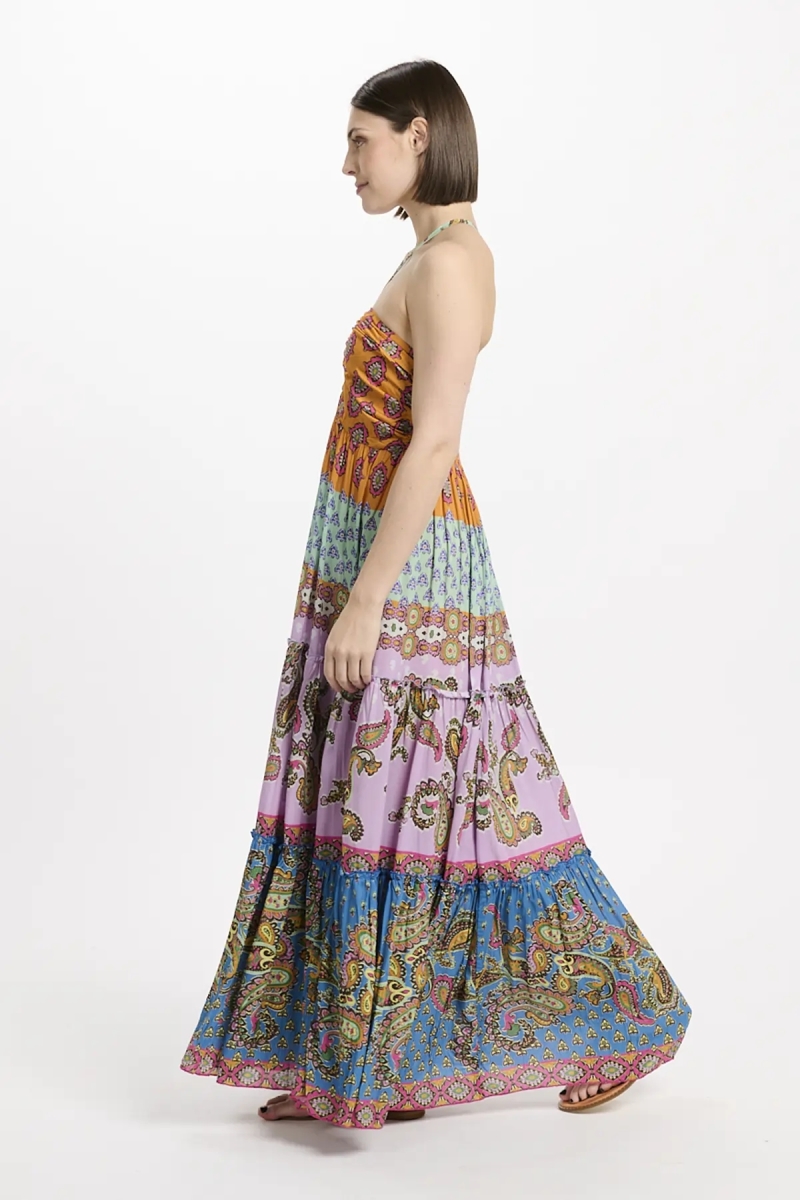 Robe Bahya – Robe longue à fines bretelles, en modal imprimé, 100 % modal – Miss June Paris - 3