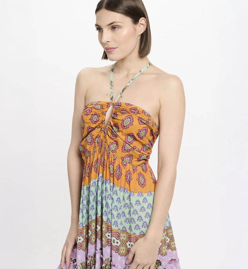 Kleid Bahya – Langes Kleid mit dünnen Trägern, aus bedrucktem Modal , 100 % Modal – Miss June Paris - 4