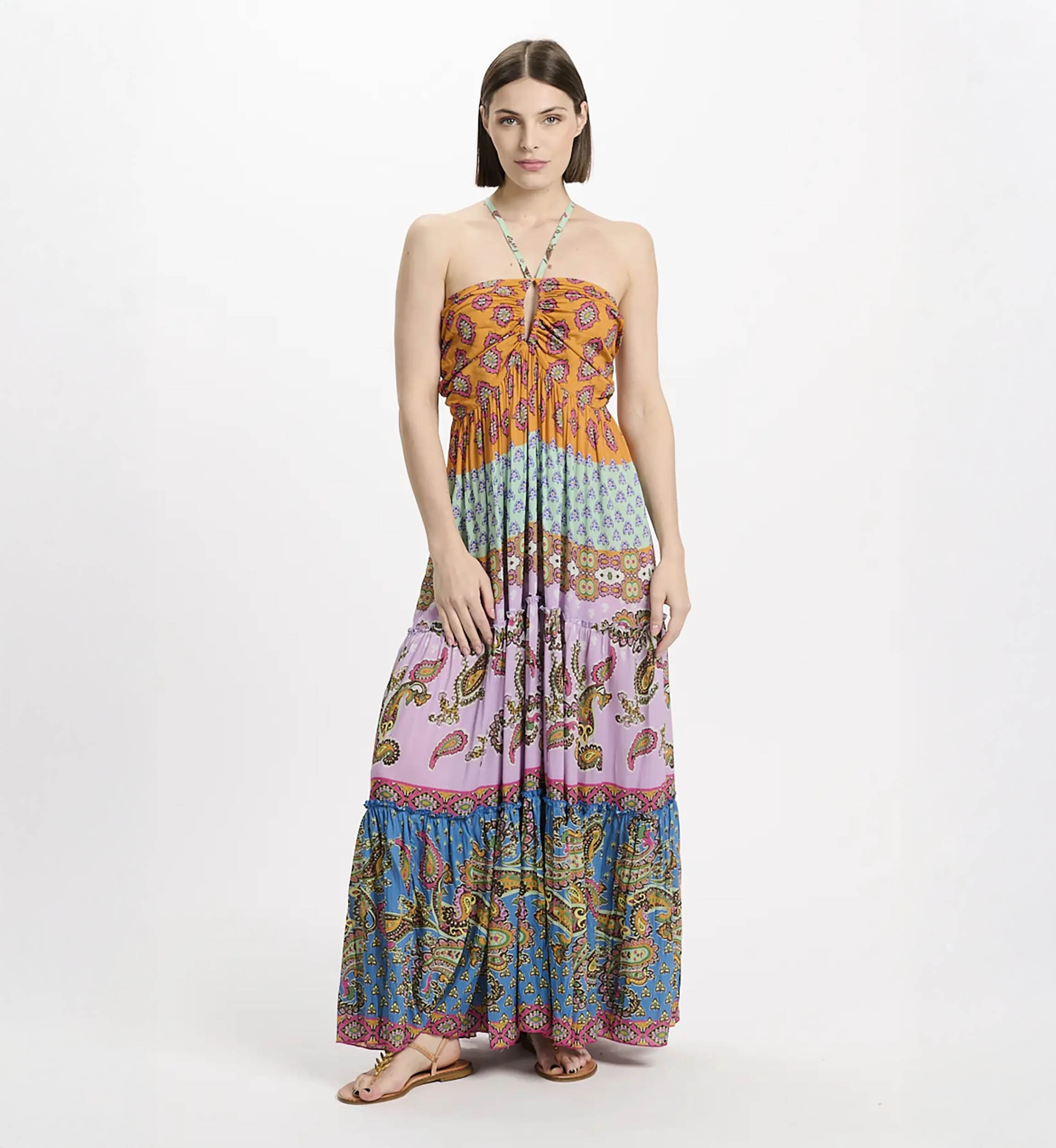 Vestido Bahya – Vestido longo com alças finas, em modal estampado, 100 % modal – Miss June Paris - 1