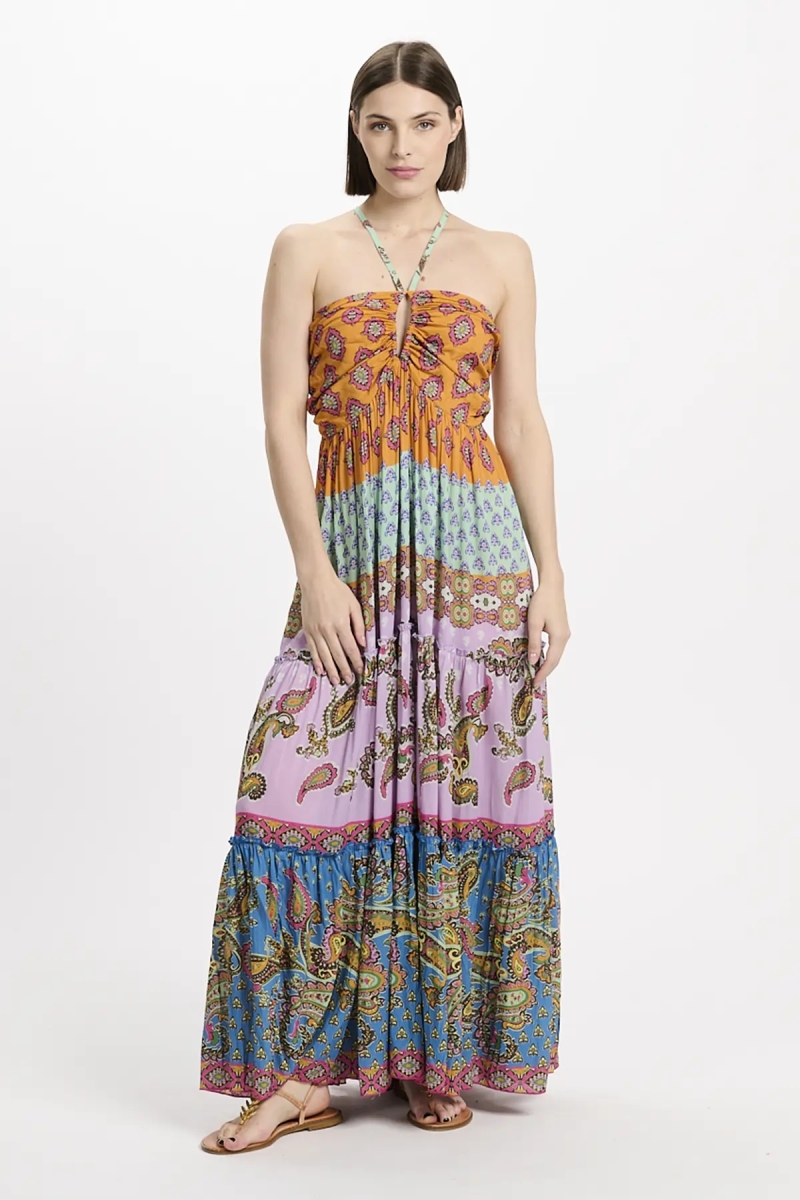 Dress Bahya Thin Straps Long Dress, 100% printed modal – Miss June Paris - 1