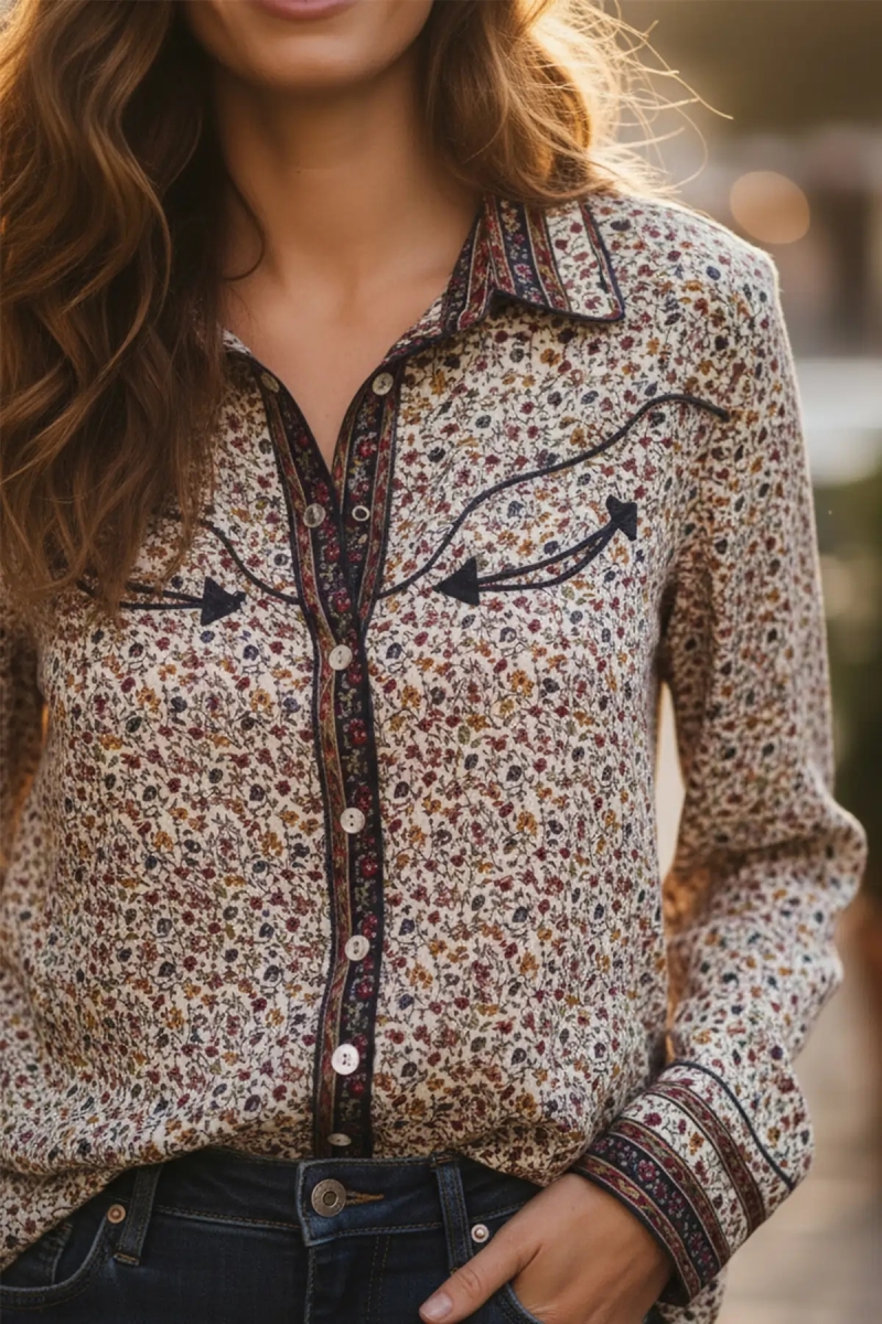 Top Joshua - camiseta feminina esvoaçante - motivo floral - Miss June Paris - 2