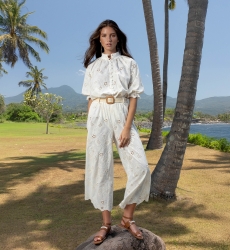 Pantaloni Leni con ricami floreali inglesi - 100% cotone - Miss June Paris - 1