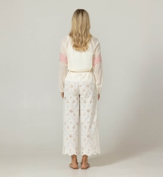 Pantalones Leni con bordados ingleses florales - 100 % algodón - Miss June Paris - 4