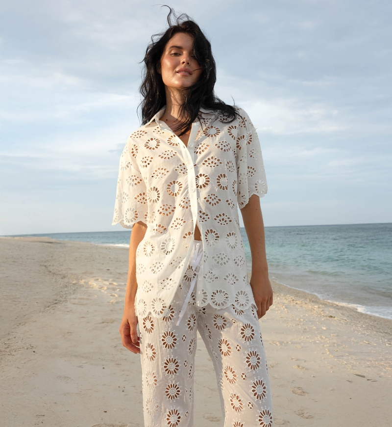 Mira shirt in English embroidery - white - 100% cotton - Miss June Paris - 1