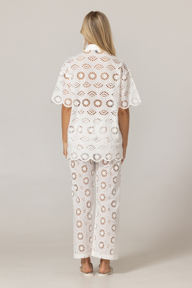 Camisa Mira con bordados ingleses - blanca - 100 % algodón - Miss June Paris - 4