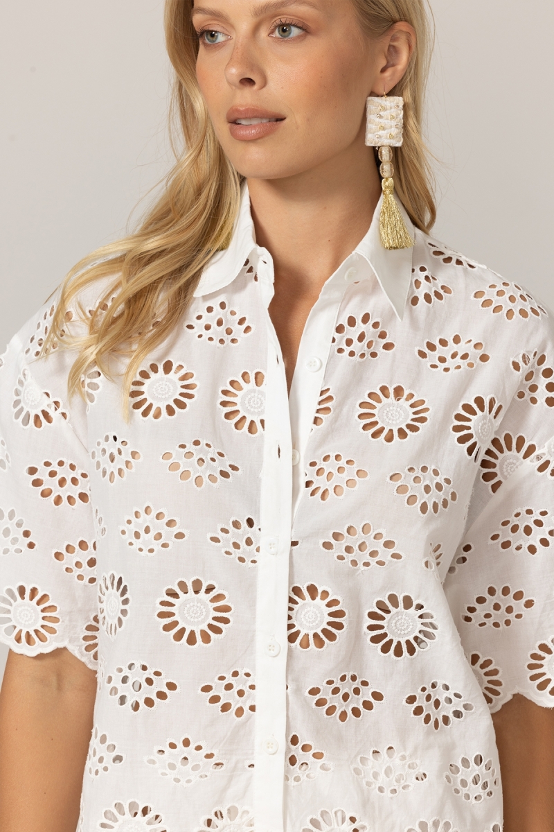 Chemise Mira en broderies anglaises - blanche - 100% coton - Miss June Paris - 5