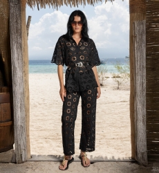 Camicetta Mira con ricami inglesi – nera – 100% cotone – Miss June Paris – 6