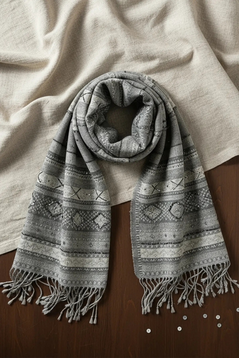 echarpe kendra - laine grise - 1