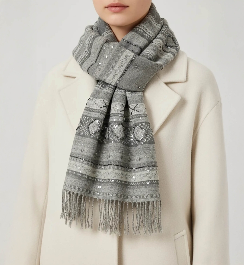 Kendra scarf - grey wool - 2