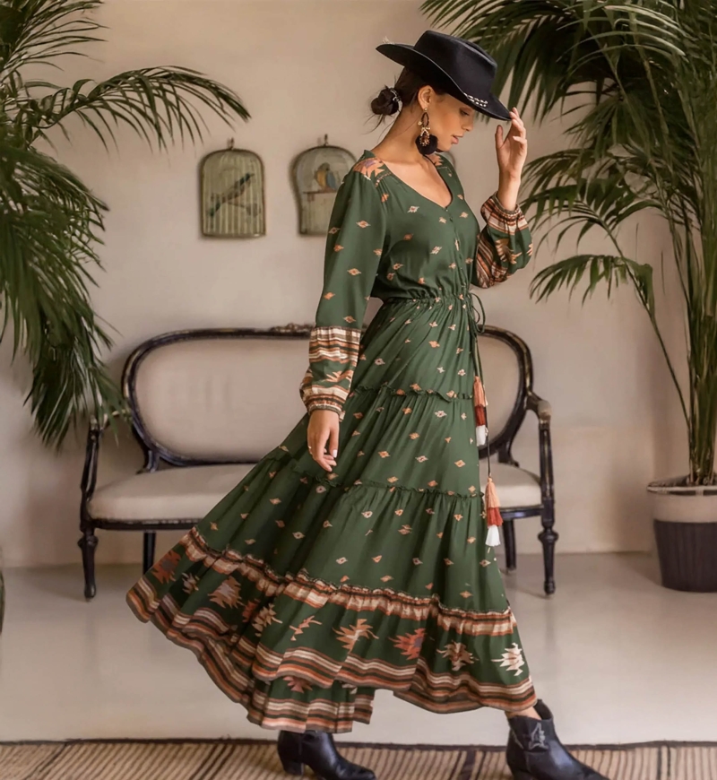 bohemian long dress long sleeves ANATOLIA - Miss June