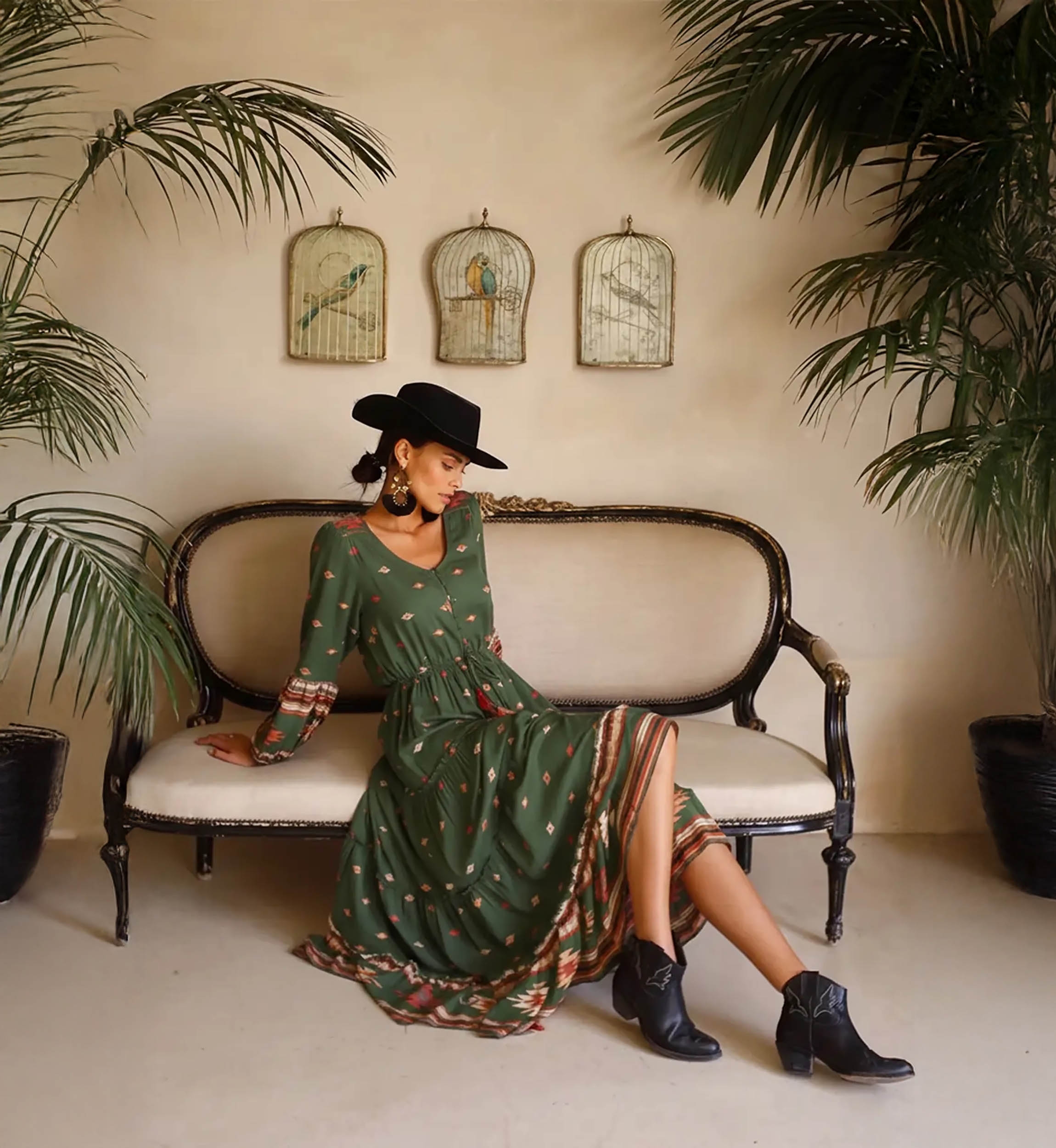 bohemian long dress long sleeves ANATOLIA - Miss June