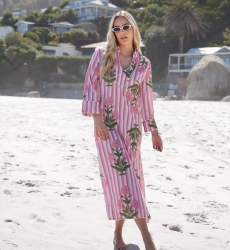 Charly Dress – Long-Sleeve Printed Slub Cotton Dress, 100% Cotton – Miss June Paris