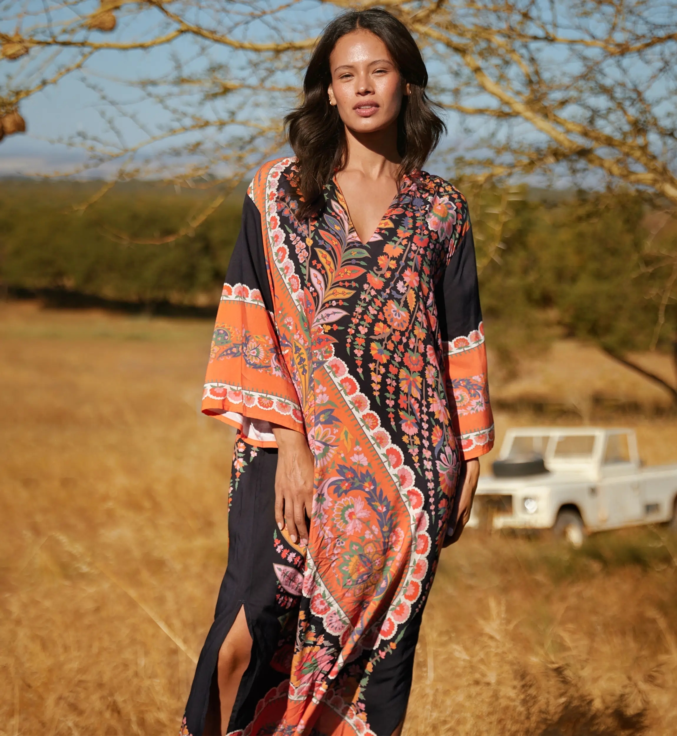 Miss June Paris — Langes Kleid Lior Viskose Blumenmuster