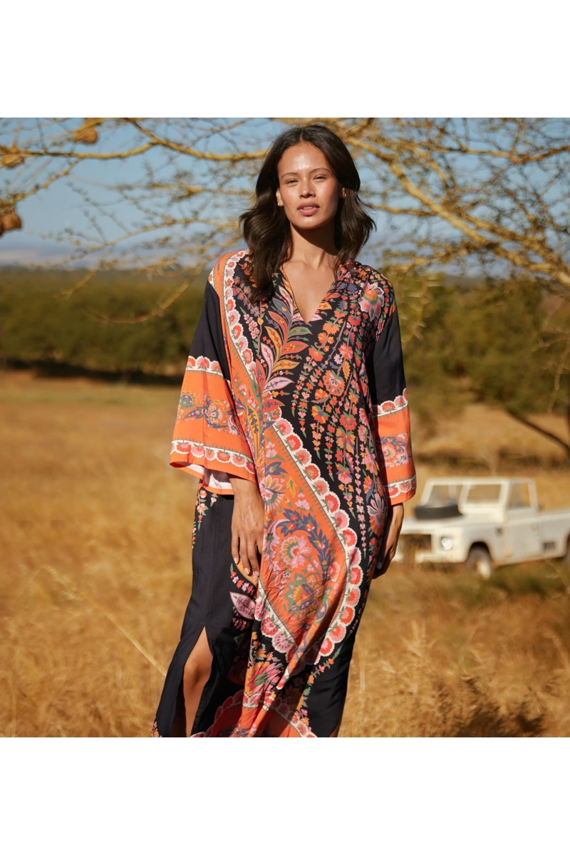 Miss June Paris — Langes Kleid Lior Viskose Blumenmuster