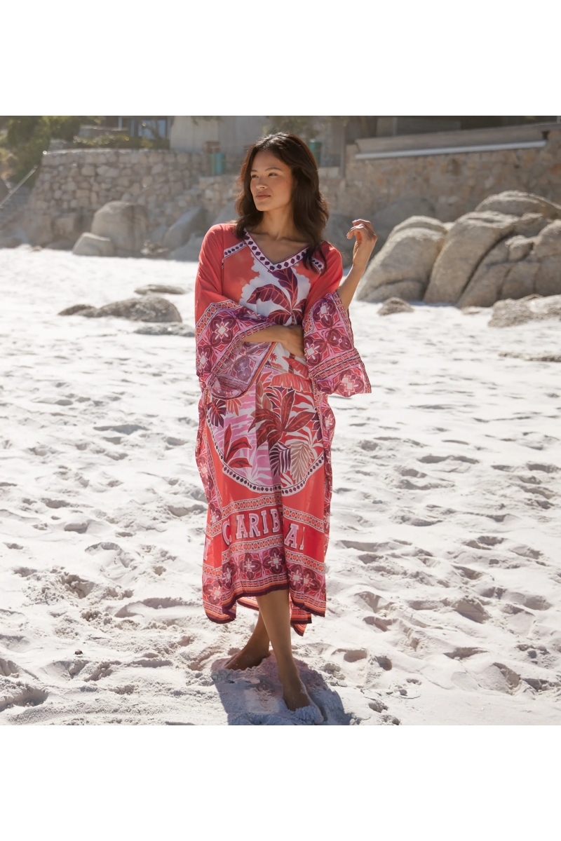 Miss June Paris — Keira Long Kaftan Red