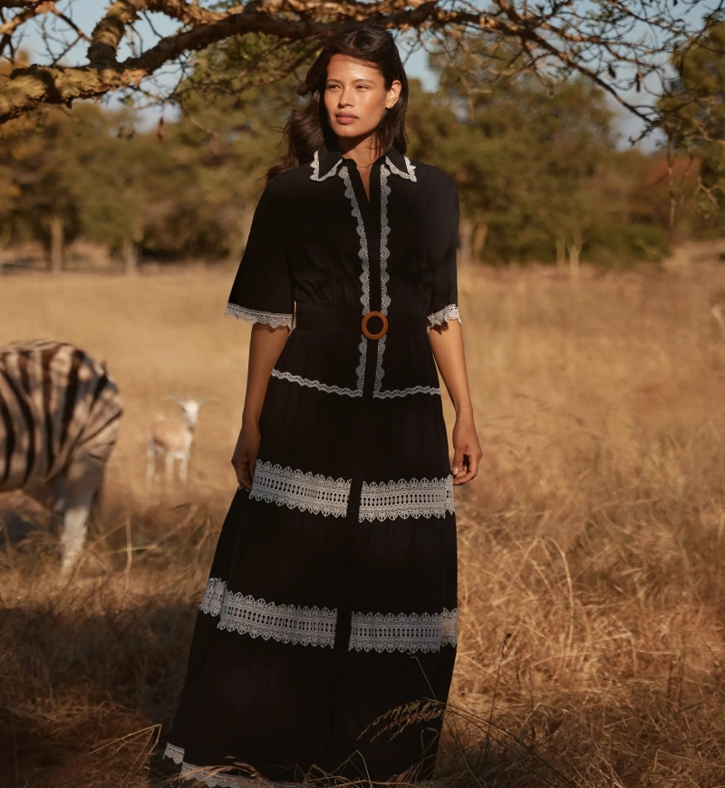 Miss June Paris — Long Dress Betty in Cotton English Embroidery