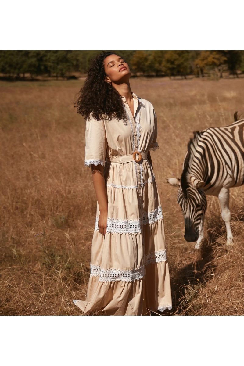 Vestido Longo Betty Algodão e Renda – Boho Chic | Miss June Paris