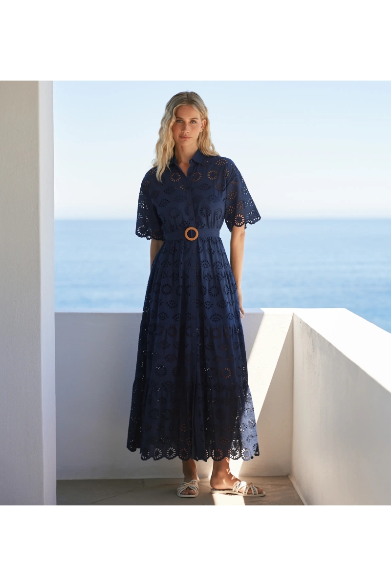 Miss June Paris — Apoline Maxikleid Navy